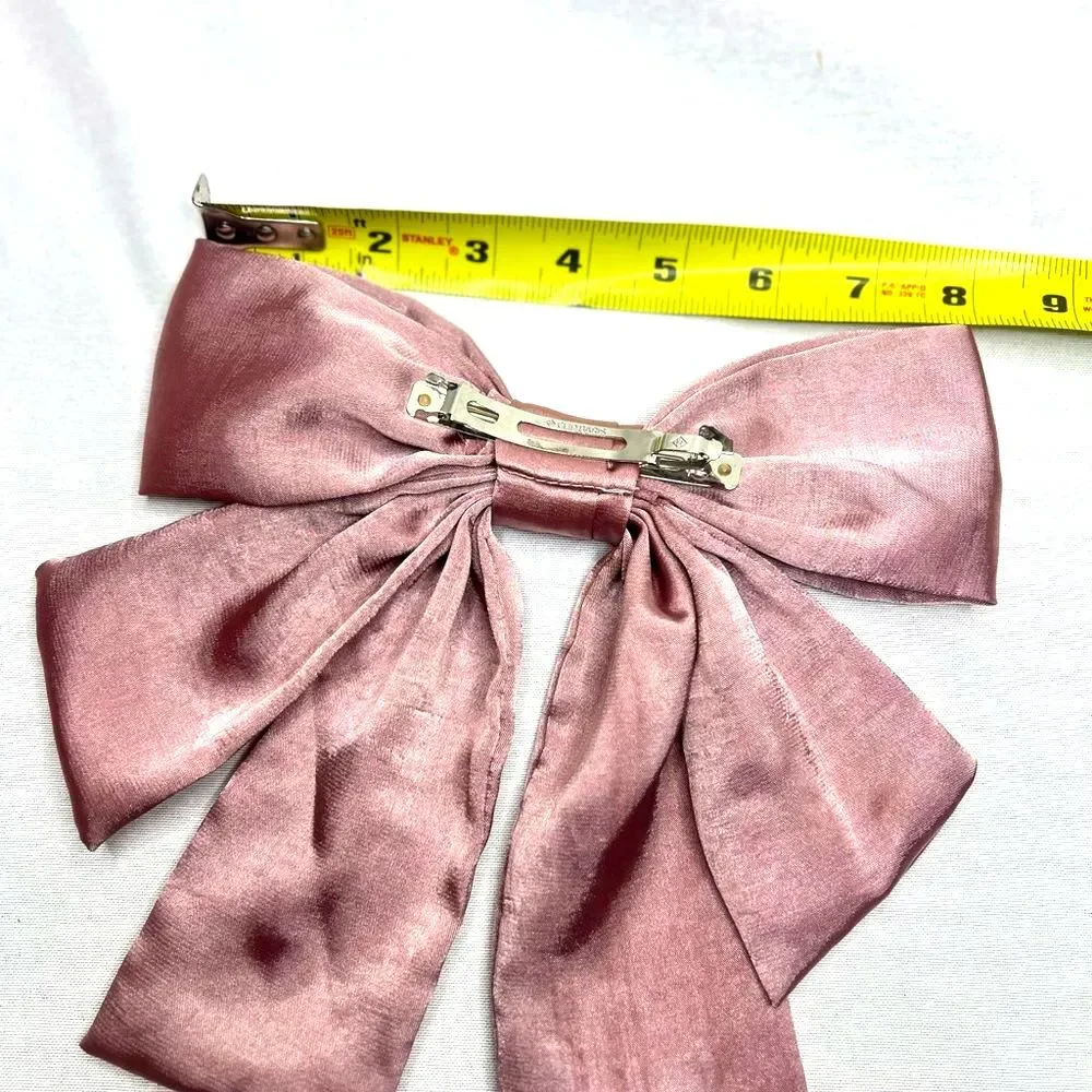 Women’s Dusty Pink Oversized Silky Soft Satin Elegant Hair Bow clip Coquette Y2K